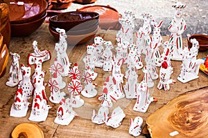 Siurells, typical Majorcan hand painted clay figures with a whistle at Sineu market photo