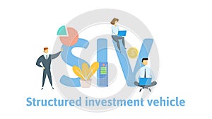 SIV, Structured Investment Vehicle. Concept with keywords, letters and icons. Flat vector illustration. Isolated on