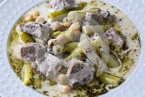 Siveydiz (Turkey - Antep Style Local Food) is an Antep dish made with fresh garlic and lamb. Turkish name Siveydiz