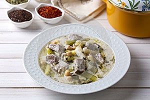 Siveydiz (Turkey - Antep Style Local Food) is an Antep dish made with fresh garlic and lamb. Turkish name Siveydiz