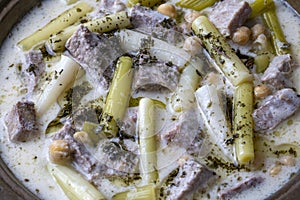 Siveydiz (Turkey - Antep Style Local Food) is an Antep dish made with fresh garlic and lamb. Turkish name Siveydiz