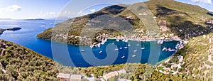 Sivota bay panorama in Lefkada Island aerial view