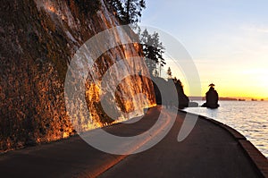 Siwash rock at sunset, Stanley park