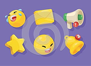 six 3d social media icons