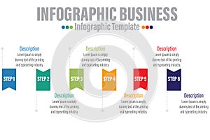 Six 6 steps, six 6 option Business info graphics template with option number work flow Six steps