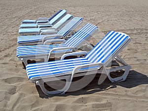 Six beach chairs