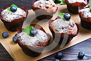 Six berry muffins with berries blueberry