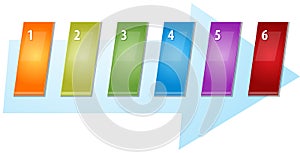 Six Blank business diagram slanted sequence illustration