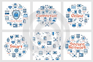 Six blue internet square banners