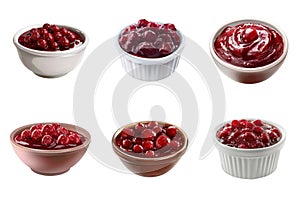 Six Bowls of Red Cranberry Sauce