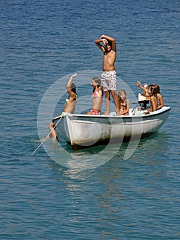 Six children on boat