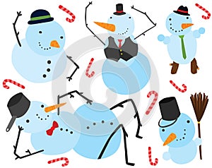 Six Christmas Snowmen Characters