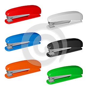 Six colored plastic staplers