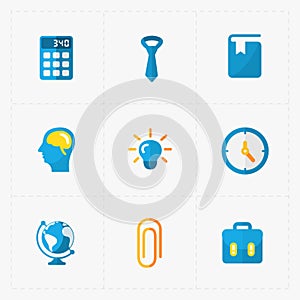 Six Colorful flat education icons set