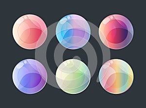 Six colorful gradient buttons for mobile games