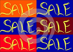 Six colourful sale signs background