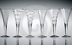 Six crystal liqueur glasses