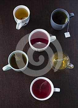 Six Cups of various teas