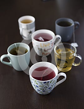 Six Cups of various teas