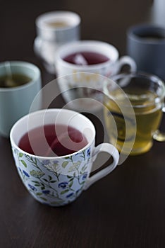 Six Cups of various teas