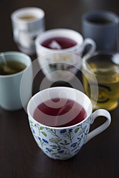 Six Cups of various teas