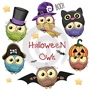 Six Cute Halloween Owls