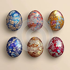 Six Decorated Easter Eggs
