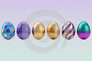 Six Decorative Easter Eggs in Various Colors and Patterns decorative eggs painted eggs