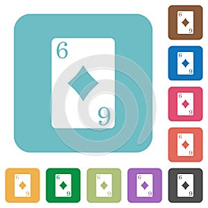 Six of diamonds card rounded square flat icons