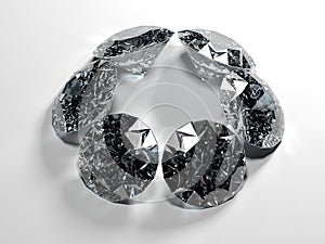 Six diamonds on white background with caustic