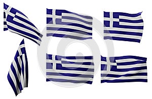 Six different positions of the flag of Greece