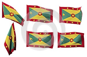 Six different positions of the flag of Grenada