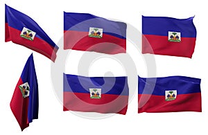 Six different positions of the flag of Haiti