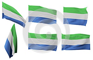 Six different positions of the flag of Sierra Leone