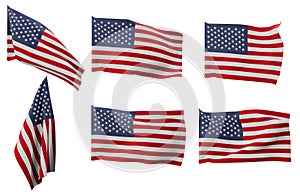 Six different positions of the flag of United States