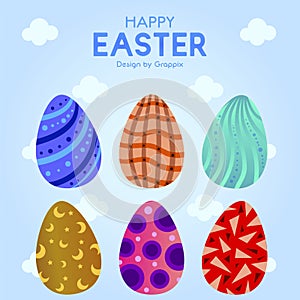 Six Easter Egg With Colorful Ornament Pattern 5