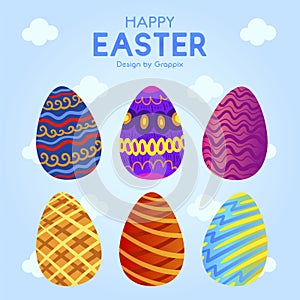 Six Easter Egg With Colorful Ornament Pattern 6