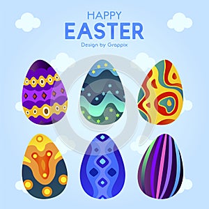 Six Easter Egg With Colorful Ornament Pattern 7