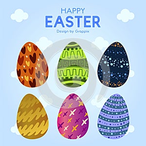 Six Easter Egg With Colorful Ornament Pattern 8