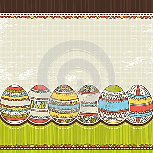 Six easter egg over color background, vector