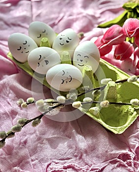 Six Easter eggs with decor