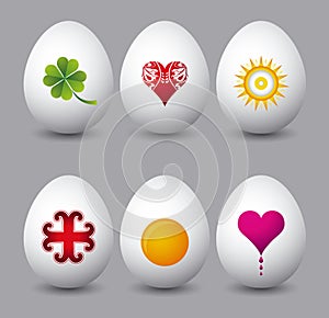 Six easter eggs, vector