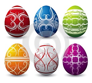 Six easter eggs, vector