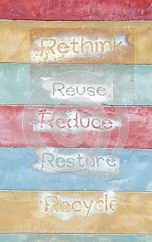 Six ecological phrases - rethink-Reuse-reduce-rest