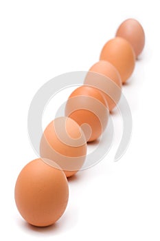 Six eggs lined up diagonally