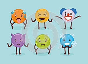 six emoticons characters icons photo