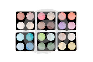 Six eyeshadow palettes