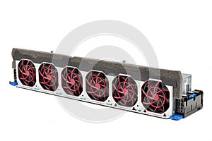 Six fan cage assembly backplane board computer hard drive.