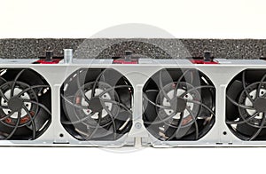 Six fan cage assembly backplane board computer hard drive.