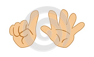 Six fingers counting icon for education. Hands with fingers